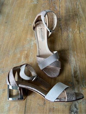 Napoleoni Rose Gold and Light Pink Glitter Strappy Sandals size 38